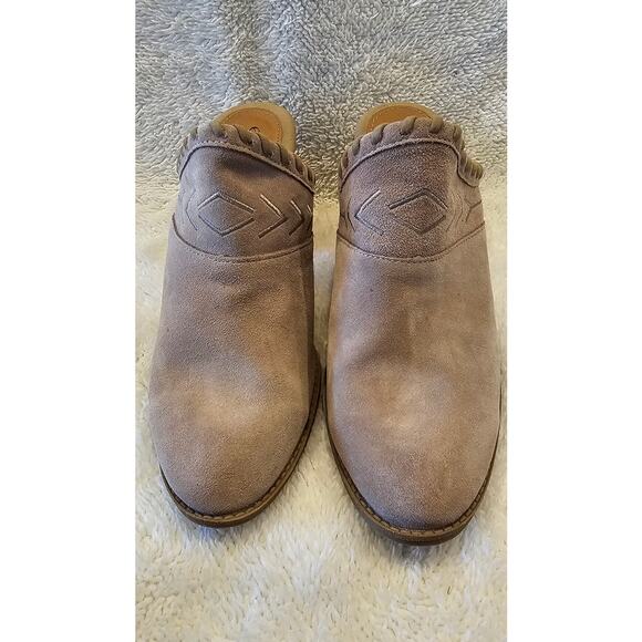 Eürosoft by Söfft Sandy Suede Leather‎ Stitched Heeled Mules Women Size 8M Beige - Picture 2 of 7